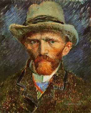  sombrero Pintura al %C3%B3leo - Autorretrato con sombrero de fieltro gris Vincent van Gogh